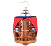 Cage À Oiseaux en Bambou Sculptée À La Main Cage À Oiseaux pour Perroquets Et Étourneaux Ensemble Complet D'accessoires pour Cage À Perroquets Volière Facile À Transporter(Brown-B,33 * 33 * 47 cm)