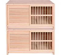 Cage à oiseaux en bois massif pour élevage et pigeons, portes coulissantes et volets, finition naturelle, 80 x 40 x 45 cm - Idéal pour nichoir et poulailler