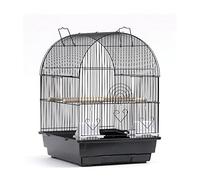 Cage à Oiseaux en Fer forgé de 20 Pouces de Hauteur avec Jouet de Jeu et Support Roulant for perroquets Conure Lovebird Cage de vol à Oiseaux-décor Noir(A Set)