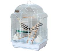 Cage à Oiseaux en Fer Massif avec Support de boîte à Nourriture, Plateau de Barre, Cage de vol pour perruches, Pigeons, Perles, Oiseaux, perruches (Blanc C)