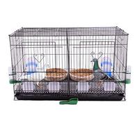 Cage à oiseaux en fer noir solide pour 2 oiseaux Grande cage à pigeons d'intérieur avec cloison (noir D)