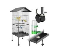 Cage Ã oiseaux ArgentÃ©e 162 cm de haut + Mangeoire + Perchoirs