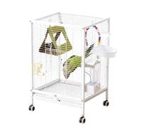 Cage À Oiseaux en Métal avec roulettes for Grandes Conures À Joues, Pigeons, Perroquets(White)