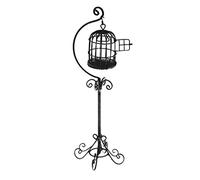 Cage à oiseaux en métal échelle 1:12 avec support pour maison de poupée miniature noire