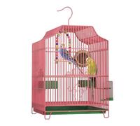 Cage À Oiseaux en Métal for Perroquets, Perruches, Calopsittes, Inséparables, Pinsons(Rosa)