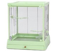 Cage à oiseaux en métal pour perroquet cage à oiseaux en verre trempé avec plateau inférieur cage pour perroquets et tourtereaux volière oiseaux(Grün)