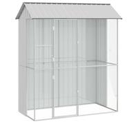 vidaXL Cage à oiseaux extérieure 215×110×247 – Gris acier galvanisé résistante aux intempéries