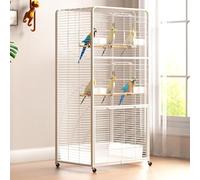 Cage à oiseaux extra large avec roues à 360° et plateau de jeu ouvert pour perroquets gris d'Afrique, amazones, caïques et aras