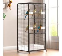 Cage à oiseaux extra large avec roues à 360° et plateau de jeu ouvert pour perroquets gris d'Afrique, amazones, caïques et aras