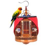 Cage à oiseaux faite à la main en bambou pour perroquets et canaris - Grande conception durable à suspendre avec ensemble complet d'accessoires