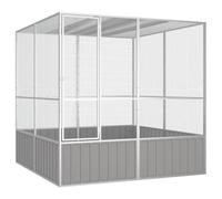 Cage À Oiseaux Fermée Ventilée Acier Galvanisé Gris 213,5x217,5x211,5 Cm