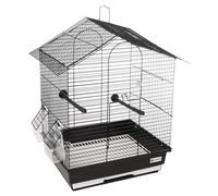 Cage À Oiseaux Flamingo Nusa Noire En Métal 39x31x46cm Avec Accessoires