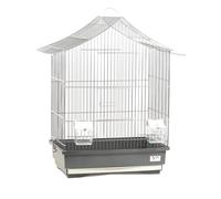 Cage à oiseaux - Gris chromé - 49 x 32 x 57,5 cm
