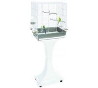 Cage à oiseaux - Imac - Camilla - 50 x 30 cm - Acier taupe/blanc - Intérieur