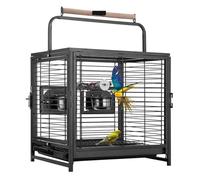 Cage À Oiseaux Intérieur Exterieur 19 inch Wrought Iron Bird Cage Travel Carrier with Feeder for Parrots Conures Lovebird Cockatiel Parakeets pour Perruches