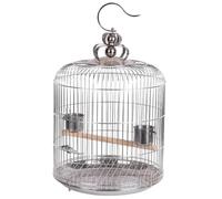 Cage À Oiseaux Intérieur Exterieur Cage À Oiseaux Suspendue Vintage avec Mangeoire, Ronde en Acier Inoxydable, Porte-Oiseaux pour pour Perruches(36cm)