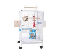 Cage À Oiseaux Intérieur Exterieur Cages À Oiseaux en Fer Forgé Grande Cage De Vol avec Support pour Animaux Compagnie pour Balcon Extérieur Familial pour Perruches(White)