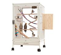 Cage À Oiseaux Intérieur Exterieur Grande Cage De Vol À Oiseaux en Fer Forgé avec Support Roulant pour Perroquet Calopsitte Soleil Perruche Conure Inséparable Canari pour Perruches