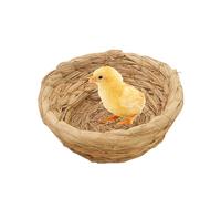 Cage à Oiseaux nicheurs, nid de Reproduction | Nid d'oiseau en Paille à Base Plate tissé à la Main, Accessoires de Cage à Oiseaux, nid, Maison pour Colombe, Perroquet, Lapins, CR