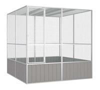 Cage À Oiseaux Fermée Ventilée Acier Galvanisé Gris 213,5x217,5x211,5 Cm