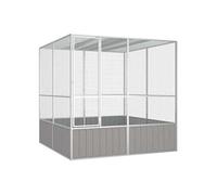 vidaXL Cage à oiseaux fermée ventilée acier galvanisé gris 213,5 x 217,5 x 211,5 cm