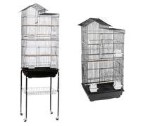 Cage à Oiseaux - Non spécifié - 46x35,5x99 cm - Support Détachable - 4 Roulettes - 2 Grandes Portes