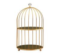 Cage à oiseaux - Organiseur de parfum de bureau - Support de maquillage à 2 niveaux, doré, 2-Tiers, comme description