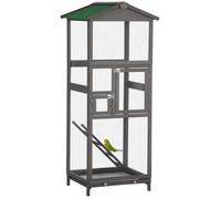 Cage à oiseaux PawHut Bois de sapin 68x63x165cm Gris clair