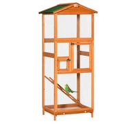 Cage à oiseaux PawHut Bois de sapin 68x63x165cm Orange