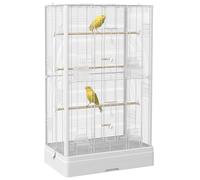 PawHut Cage à oiseaux Volière avec portes et perchoirs 61 x 36,5 x 98 cm Blanc