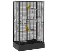 Cage à oiseaux - PawHut - volière avec portes perchoirs pour canaris perruches - métal - 61x36,5x98cm - noir