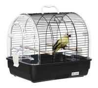Cage À Oiseaux Portable 2 Mangeoires 2 Perchoirs 3 Portes Plateau Excrément Amovible Poignée Transport Métal Ps Noir