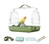 Cage à oiseaux portable - 27,5 x 22 x 24 cm, support de voyage transparent, coque ABS résistante à l'usure, filet de ventilation respirant, poignée de sangle amovible | Sac compact pour oiseaux pour