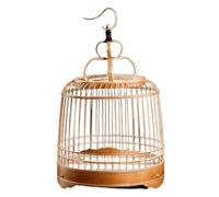Cage à Oiseaux Portable en Bambou, de Style Chinois, fabriquée à la Main, avec Support for Petits Oiseaux, perruches, inséparables, perroquets, pinsons, canaris(Old-Bamboo)