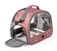 Cage à oiseaux portable pliable avec perchoir et plateau amovible pour perroquet, hamster, hérisson, lapin, planeur en sucre (rouge clair)