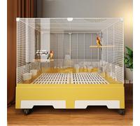 Cage à oiseaux pour calopsittes, cage à oiseaux de vol, avec cloison, pour tournesols, inséparables, indigobirds, munias et grives (rose)