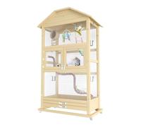 Cage À Oiseaux Pour Perroquets Grande Cage À Oiseaux Pour Perruches D'intérieur Et D'extérieur Avec Roulettes, Perchoir Et Plateau Coulissant Amovible Pour Perroquets, Colombes, Canaris Oiseaux(Wood c