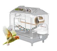 Cage à oiseaux pour perruches - Cage de transport portable transparente avec mât en bois pour perruches pour intérieur, inséparables, pinsons, cacatoès, conures, aras, oiseaux de petite et moyenne
