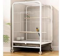 Cage à Oiseaux pour perruches, Plateau de Cage à perroquets avec roulettes et Accessoires, Filet de cryptage de 1,2 cm pour perroquets de Petite et Moyenne Taille (White)