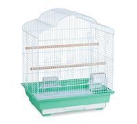 Cage à Oiseaux rectangulaire avec perchoirs réglables 56,5 x 46,5 x 35,5 cm en Acier Blanc 13_0009843