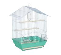 Cage à Oiseaux rectangulaire Pratique pour perruches 49 x 39,5 x 32 cm avec mangeoires Amovibles en métal Noir 13_0009842