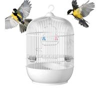 Cage à oiseaux ronde en fer avec deux portes et design prêt à voyager, balançoire/perchoirs amovibles, mécanisme de verrouillage et clips sécurisés pour perruches