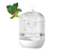 Cage À Oiseaux Ronde en Métal avec Fil De Fer, Structure Légère, Ventilation Sécurisée, Sûre(White)