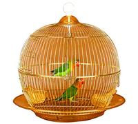 Cage À Oiseaux Ronde en Peau De Tigre, Cage Décorative D'extérieur en Métal, Cages À Perroquets Dorées Rétro, Canari À Colombe Et Perle(Gold-1)