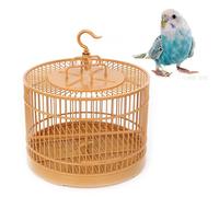 Cage à Oiseaux Ronde SilteD, Porte-nid d'oiseau en Plastique, Cage à Oiseaux Suspendue de Style Vintage avec 2 Tasses d'alimentation pour Petits Oiseaux, mangeoire pour perroquets, Cage à