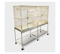 Cage à oiseaux solide empilable divisée en fer pour élevage de perruches avec support roulant pour canaris, calopsittes, inséparables, pinsons, perruches, petits perroquets pour inséparables, pinsons,