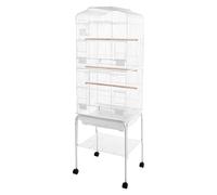 Cage à oiseaux solide en fer - Grande cage à oiseaux - Pour perruches et perruches - Roulettes pivotantes avec frein pour un changement de position flexible - Design moderne harmonisé