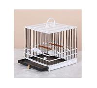 Cage à oiseaux solide en plastique - Cage à oiseaux carrée en plastique - Cage à oiseaux en soie dorée - Petite cage portable pour inséparables, pinsons, perroquets (E)