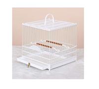 Cage à oiseaux solide en plastique carrée en plastique - Cage à oiseaux en soie dorée - Petite cage portable pour inséparables, pinsons, perroquets (D)
