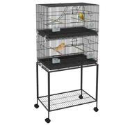 Cage à oiseaux sur pied volière 77 x 46 x 164 cm avec plateau amovible et roule